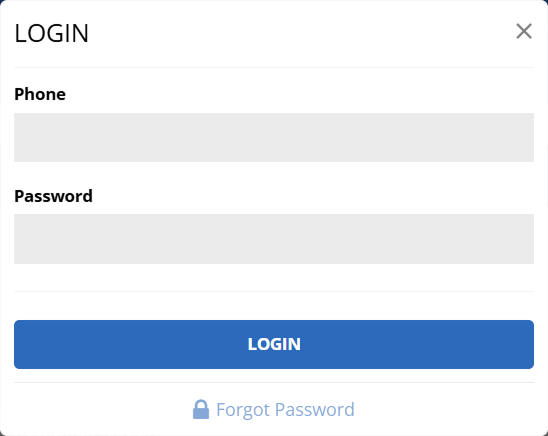 Login form with phone and password